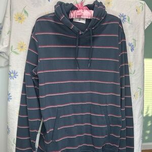 Billabong Long Sleeve Men's Size Large Blue Stripes Pullover Fleece Hoodie NWOT